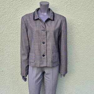 Harve' Benard Sport (UKRAINE) Gray Pure Wool Cropped (4) Button Blazer/Jacket